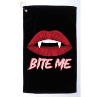 Bite Me Vampire Fangs Diy Halloween For Aspiring Dracula Funny Gift Golf Towel