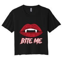 Bite Me Vampire Fangs Diy Halloween For Aspiring Dracula Funny Gift Crop Top