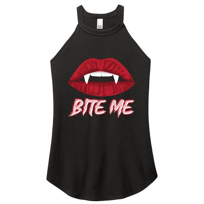 Bite Me Vampire Fangs Diy Halloween For Aspiring Dracula Funny Gift Women's Perfect Tri Rocker Tank