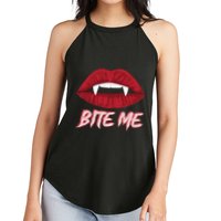 Bite Me Vampire Fangs Diy Halloween For Aspiring Dracula Funny Gift Women's Perfect Tri Rocker Tank