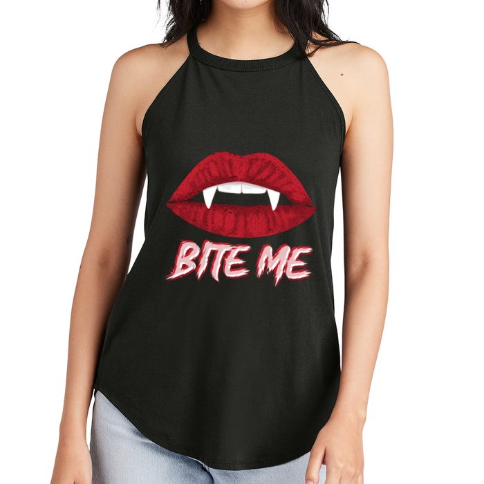 Bite Me Vampire Fangs Diy Halloween For Aspiring Dracula Funny Gift Women's Perfect Tri Rocker Tank