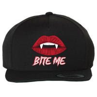 Bite Me Vampire Fangs Diy Halloween For Aspiring Dracula Funny Gift Wool Snapback Cap