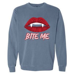 Bite Me Vampire Fangs Diy Halloween For Aspiring Dracula Funny Gift Garment-Dyed Sweatshirt