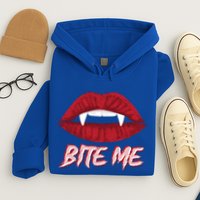 Bite Me Vampire Fangs Diy Halloween For Aspiring Dracula Funny Gift Hoodie