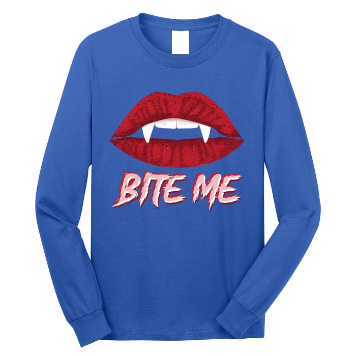 Bite Me Vampire Fangs Diy Halloween For Aspiring Dracula Funny Gift Long Sleeve Shirt