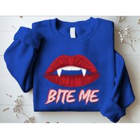 Bite Me Vampire Fangs Diy Halloween For Aspiring Dracula Funny Gift Sweatshirt