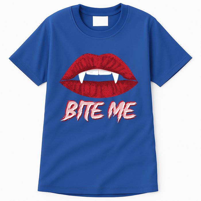 Bite Me Vampire Fangs Diy Halloween For Aspiring Dracula Funny Gift Tall T-Shirt