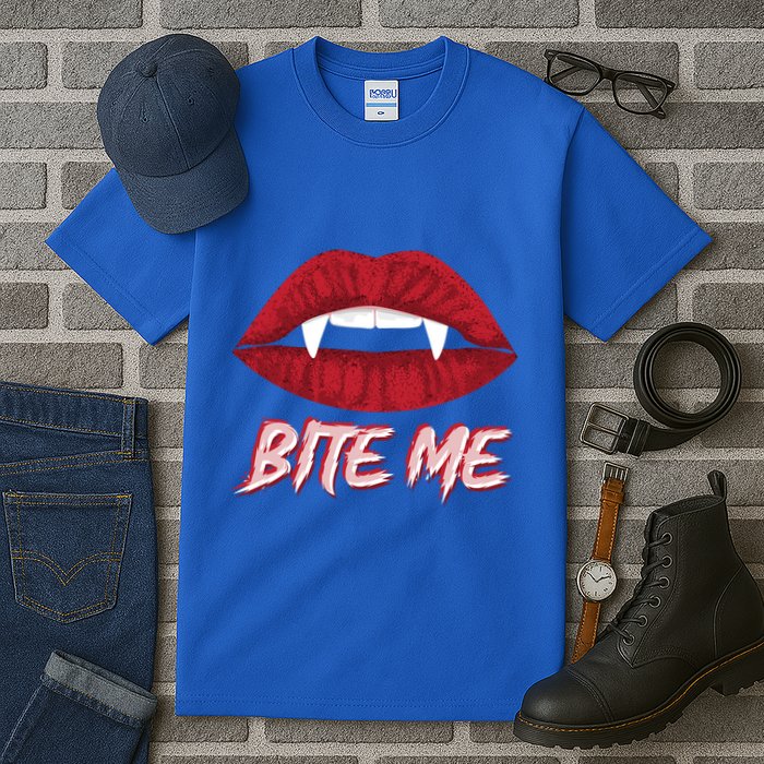 Bite Me Vampire Fangs Diy Halloween For Aspiring Dracula Funny Gift Tall T-Shirt