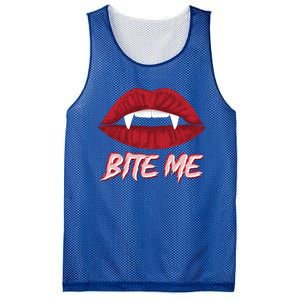 Bite Me Vampire Fangs Diy Halloween For Aspiring Dracula Funny Gift Mesh Reversible Basketball Jersey Tank