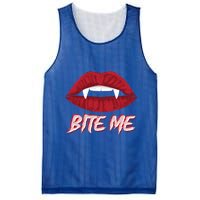 Bite Me Vampire Fangs Diy Halloween For Aspiring Dracula Funny Gift Mesh Reversible Basketball Jersey Tank