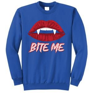 Bite Me Vampire Fangs Diy Halloween For Aspiring Dracula Funny Gift Tall Sweatshirt