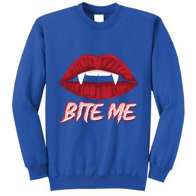 Bite Me Vampire Fangs Diy Halloween For Aspiring Dracula Funny Gift Tall Sweatshirt