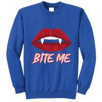 Bite Me Vampire Fangs Diy Halloween For Aspiring Dracula Funny Gift Tall Sweatshirt
