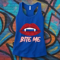 Bite Me Vampire Fangs Diy Halloween For Aspiring Dracula Funny Gift Womens Tank Top