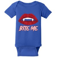 Bite Me Vampire Fangs Diy Halloween For Aspiring Dracula Funny Gift Baby Bodysuit