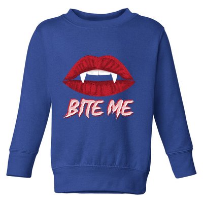 Bite Me Vampire Fangs Diy Halloween For Aspiring Dracula Funny Gift Toddler Sweatshirt