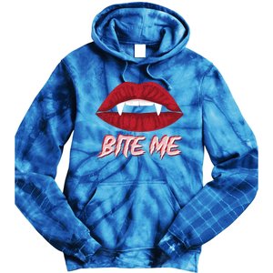 Bite Me Vampire Fangs Diy Halloween For Aspiring Dracula Funny Gift Tie Dye Hoodie