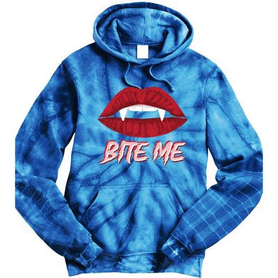 Bite Me Vampire Fangs Diy Halloween For Aspiring Dracula Funny Gift Tie Dye Hoodie