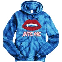 Bite Me Vampire Fangs Diy Halloween For Aspiring Dracula Funny Gift Tie Dye Hoodie