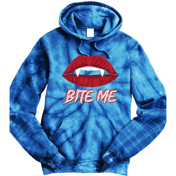 Bite Me Vampire Fangs Diy Halloween For Aspiring Dracula Funny Gift Tie Dye Hoodie