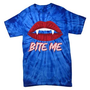 Bite Me Vampire Fangs Diy Halloween For Aspiring Dracula Funny Gift Tie-Dye T-Shirt