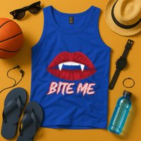 Bite Me Vampire Fangs Diy Halloween For Aspiring Dracula Funny Gift Tank Top
