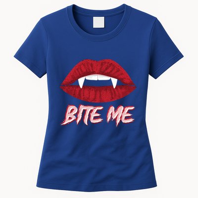 Bite Me Vampire Fangs Diy Halloween For Aspiring Dracula Funny Gift Womens T-Shirt