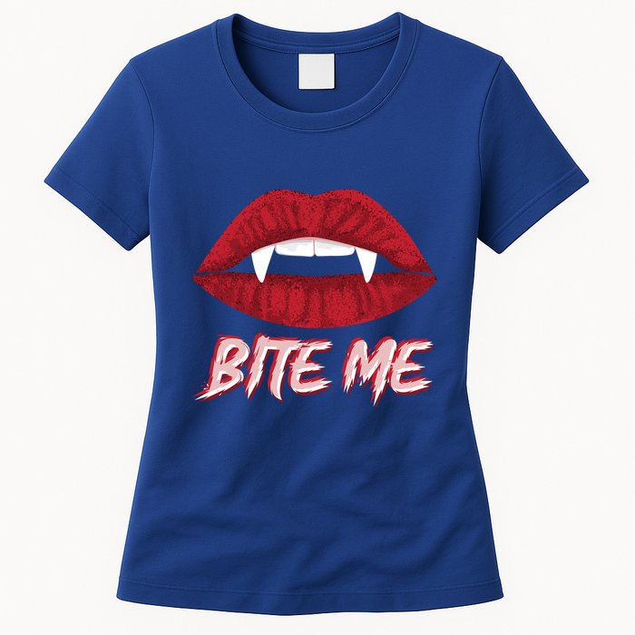 Bite Me Vampire Fangs Diy Halloween For Aspiring Dracula Funny Gift Womens T-Shirt