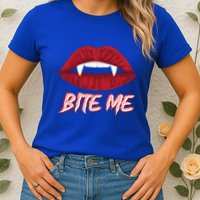 Bite Me Vampire Fangs Diy Halloween For Aspiring Dracula Funny Gift Womens T-Shirt