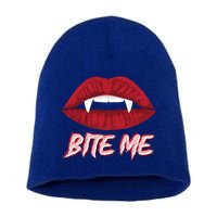 Bite Me Vampire Fangs Diy Halloween For Aspiring Dracula Funny Gift Short Acrylic Beanie