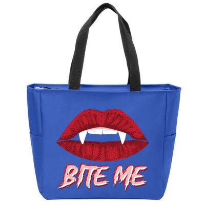Bite Me Vampire Fangs Diy Halloween For Aspiring Dracula Funny Gift Zip Tote Bag