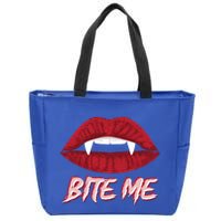 Bite Me Vampire Fangs Diy Halloween For Aspiring Dracula Funny Gift Zip Tote Bag