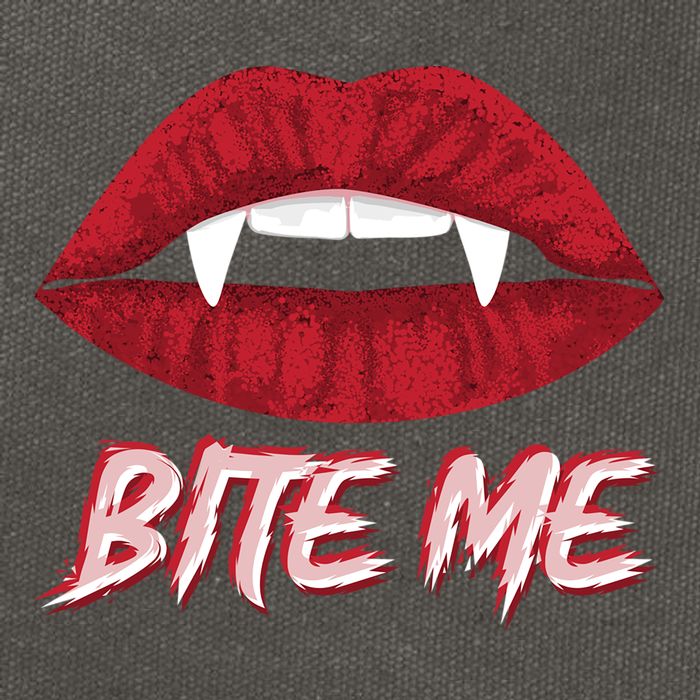 Bite Me Vampire Fangs Diy Halloween For Aspiring Dracula Funny Gift Cotton Canvas Backpack
