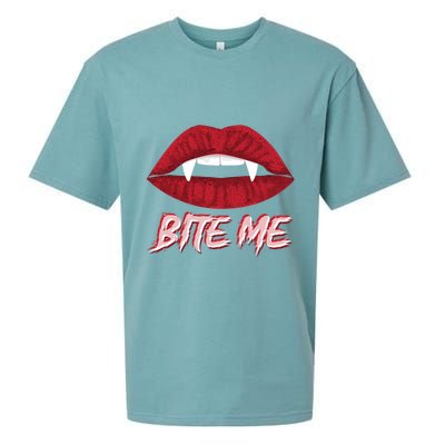 Bite Me Vampire Fangs Diy Halloween For Aspiring Dracula Funny Gift Sueded Cloud Jersey T-Shirt