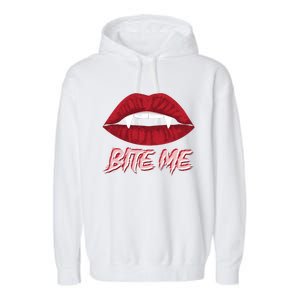 Bite Me Vampire Fangs Diy Halloween For Aspiring Dracula Funny Gift Garment-Dyed Fleece Hoodie