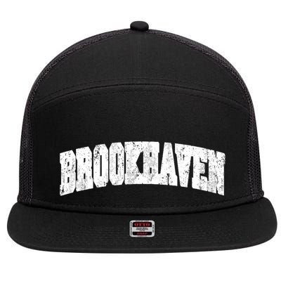Brookhaven Mississippi Vintage Athletic Sports B&W Print 7 Panel Mesh Trucker Snapback Hat