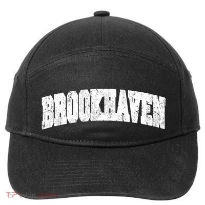 Brookhaven Mississippi Vintage Athletic Sports B&W Print 7-Panel Snapback Hat
