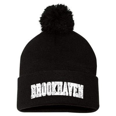 Brookhaven Mississippi Vintage Athletic Sports B&W Print Pom Pom 12in Knit Beanie
