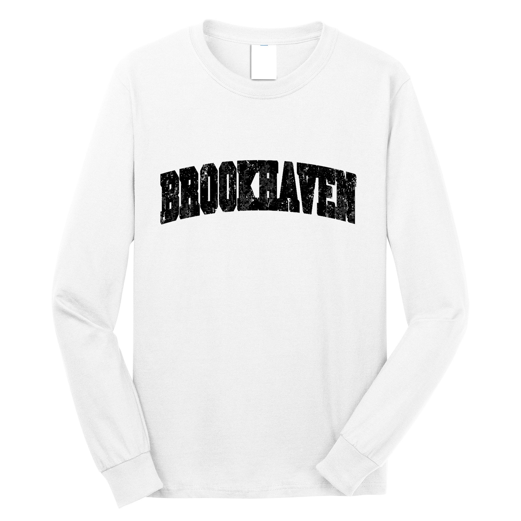 Brookhaven Mississippi Vintage Athletic Sports B&W Print Long Sleeve Shirt