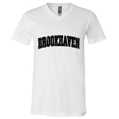 Brookhaven Mississippi Vintage Athletic Sports B&W Print V-Neck T-Shirt