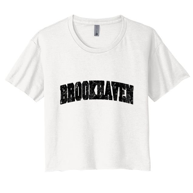 Brookhaven Mississippi Vintage Athletic Sports B&W Print Crop Top