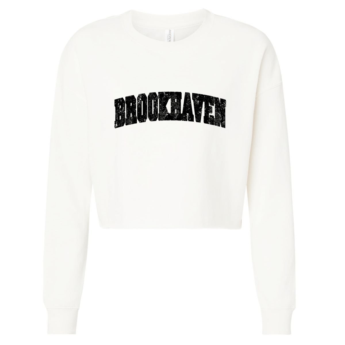 Brookhaven Mississippi Vintage Athletic Sports B&W Print Cropped Pullover Crew