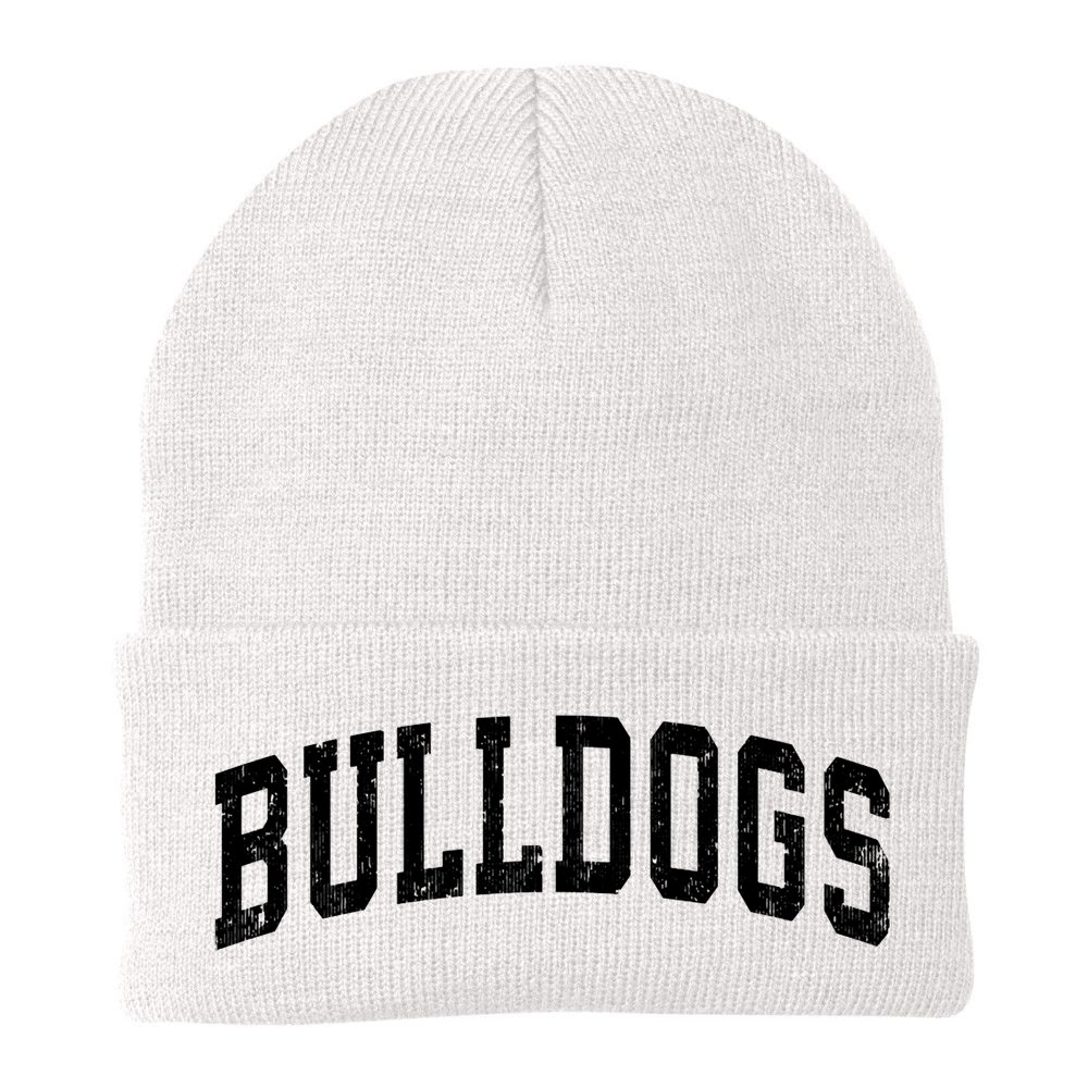 Bulldogs Mascot Vintage Athletic Sports Name Design Long Sleeve Beanie