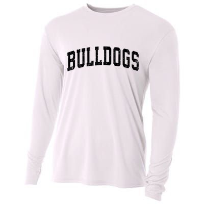 Bulldogs Mascot Vintage Athletic Sports Name Design Long Sleeve Cooling Performance Long Sleeve Crew