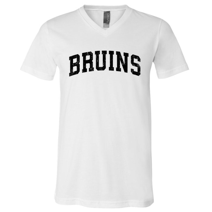 Bruins Mascot Vintage Athletic Sports Name Design Long Sleeve V-Neck T-Shirt