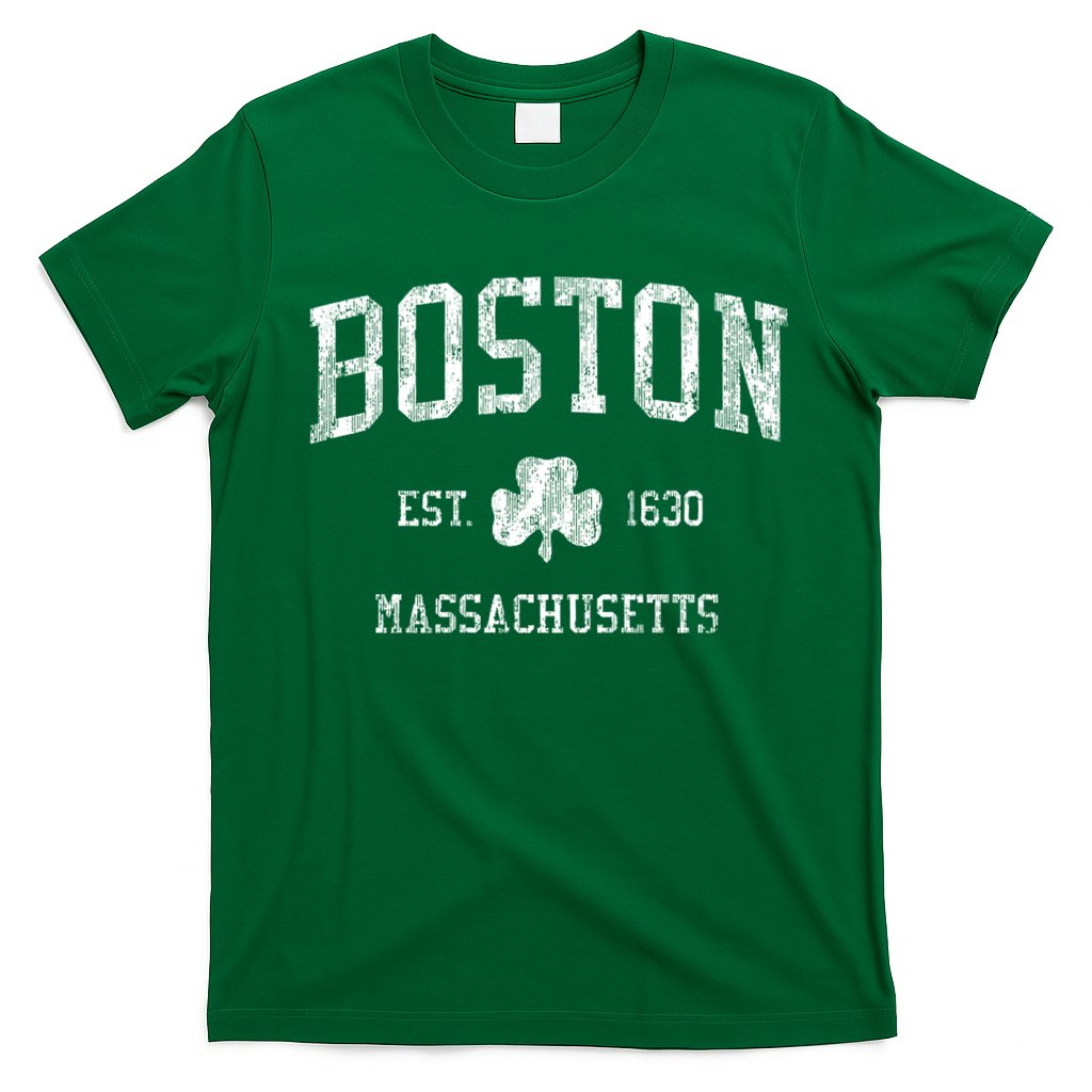 Boston Ma Vintage Shamrock Sports Design T-Shirt