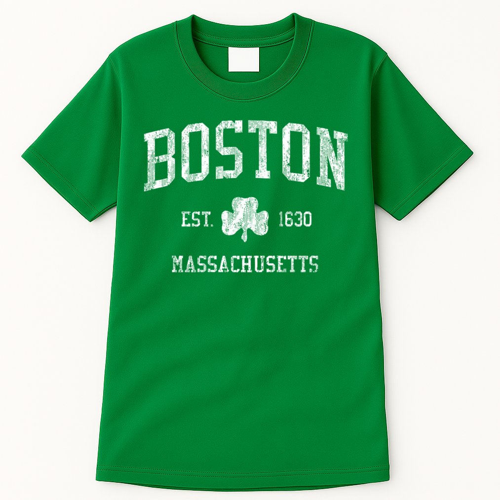 Boston Ma Vintage Shamrock Sports Design Tall T-Shirt
