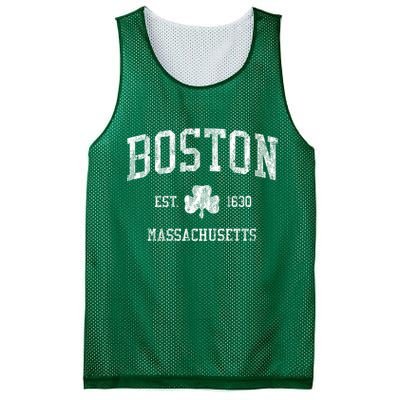 Boston Ma Vintage Shamrock Sports Design Mesh Reversible Basketball Jersey Tank