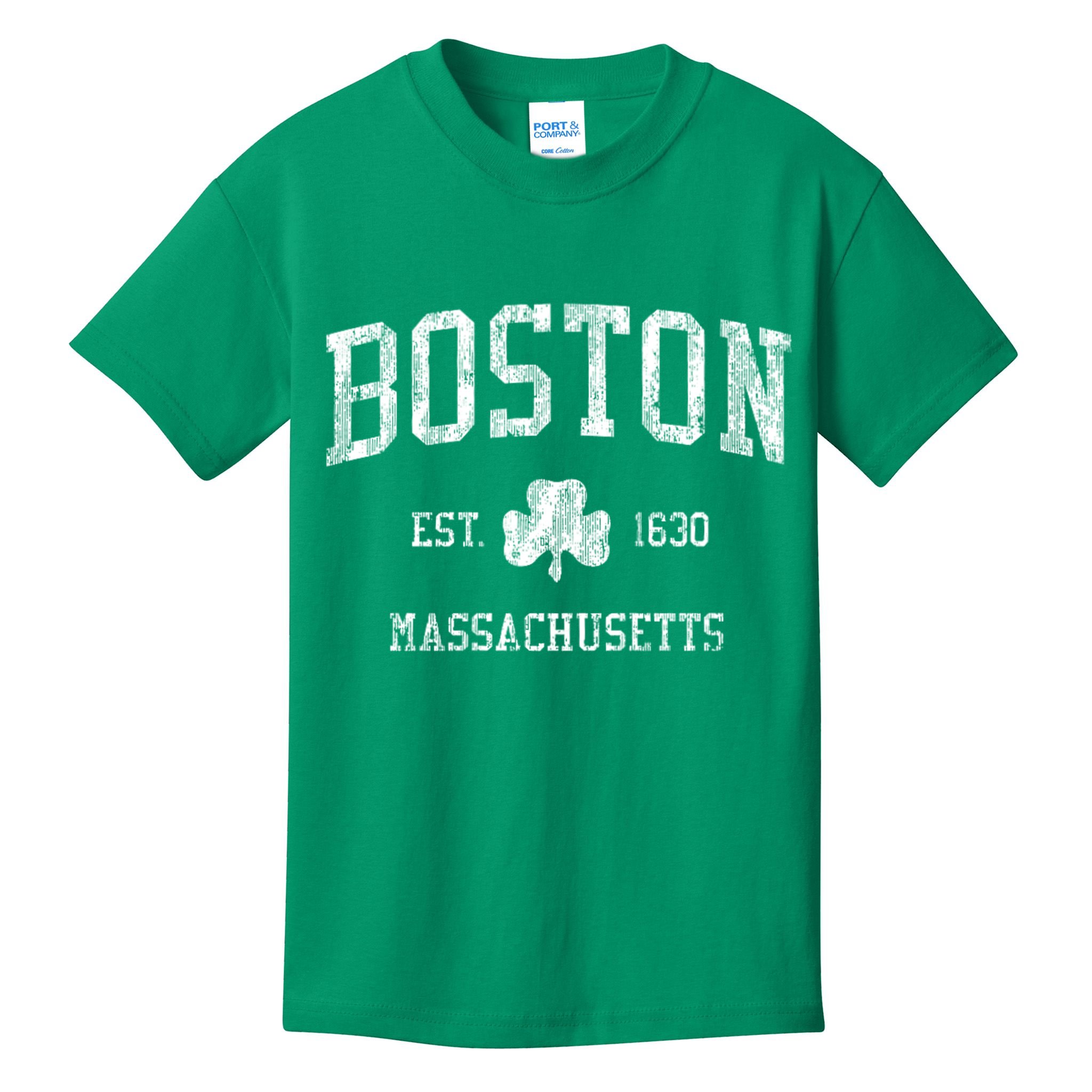 Boston Ma Vintage Shamrock Sports Design Kids T-Shirt