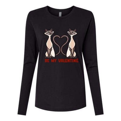 Be My Valentine Heart Tail Siamese Cat Tails Valentines Day Gift Womens Cotton Relaxed Long Sleeve T-Shirt